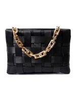 Ladies Weaved Black Handbag with Gold Sling