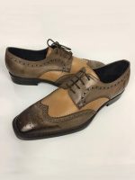Mens Two Tone Wingtip Lace Up Shoes